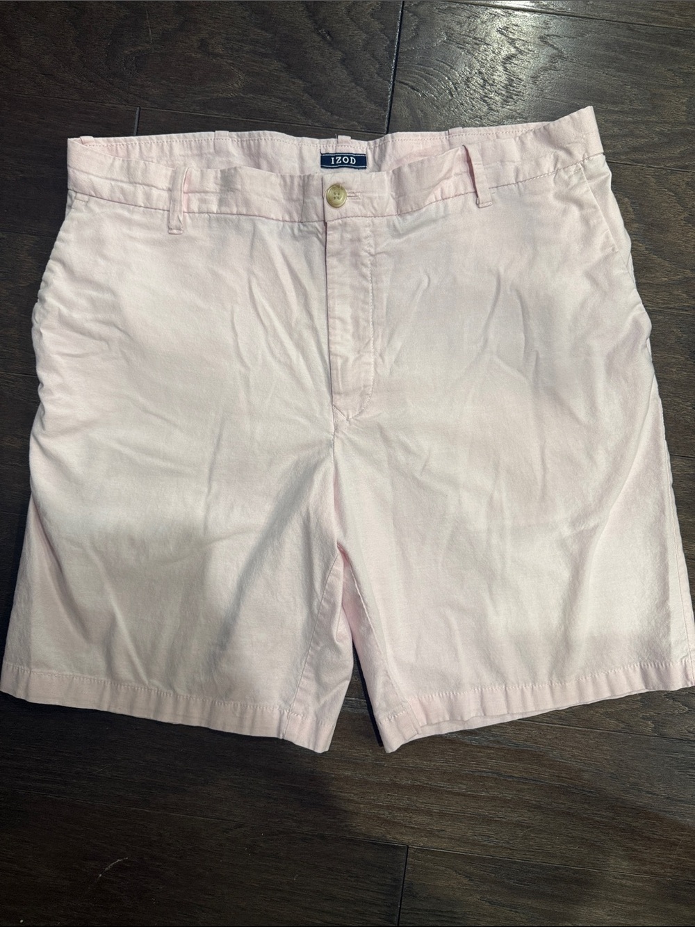 IZOD Men's Newport Oxford Flat Front Shorts in Light Pink Sz 38